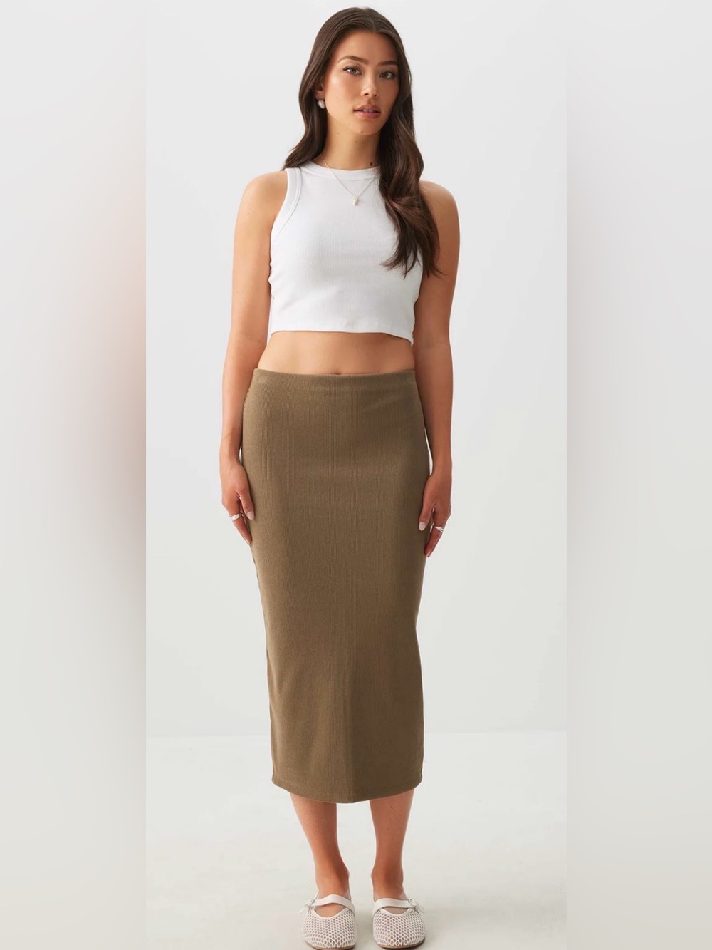 Ardene Olive Maxi Knit Skirt